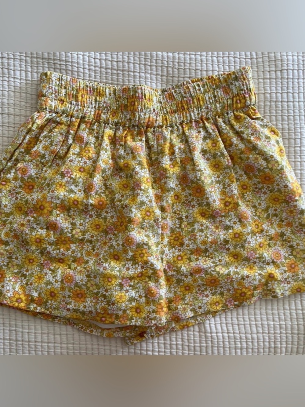Yellow Floral Billabong Elastic Band Shorts